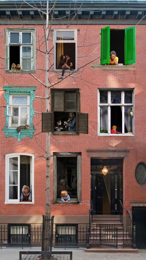 wonderful day in the neighborhood #windows #neighbor #apartment #city Apartment City, Heart Art Print, City Apartment, The Neighborhood, Wonderful Day, Create Collage, Connect With People, Your Aesthetic, Creative Energy