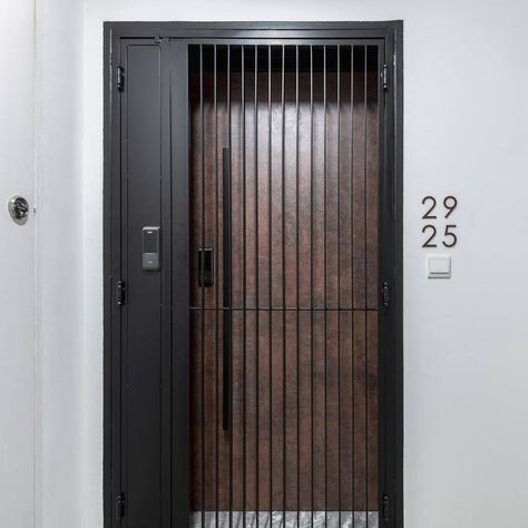 This Minimalist 4-Room BTO Flat Will Make Your Atas Condo Friends Jelly AF Safety Door Design, Door Design Ideas, Door Grill, Home Engineering, Grill Gate Design, Metal Doors Design, Grill Door Design, Safety Door, Security Doors