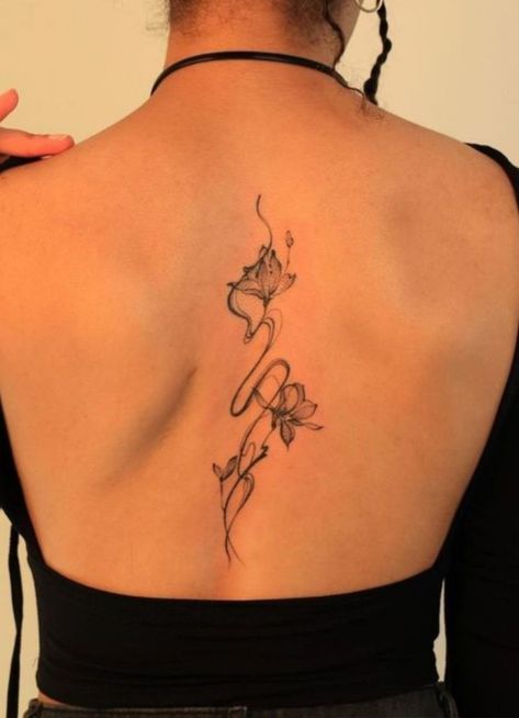 Side Of Back Tattoo, Middle Of Back Tattoo For Women, Inner Hip Tattoos Women, Back Tattoo Women Spine, Terrible Tattoos, Tattoos 2024, Flower Spine Tattoos, Behind Ear Tattoos, Ear Tattoos