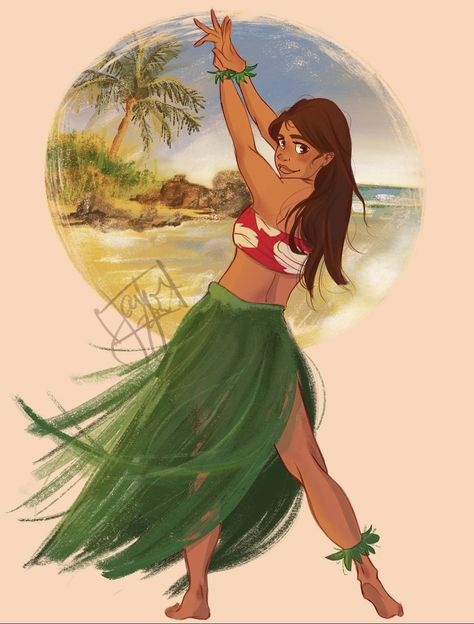 Dancer Drawing, Lilo And Stitch Characters, Hawaiian Girl, Hawaii Hula, Hula Dance, Hula Dancers, Burning Love, Morning Sky, Hula Girl