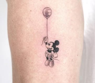 Classy Disney Tattoos, Best Disney Tattoos, Disney Monorail Tattoo, Tattoo Ideas Mickey Mouse, Cute Tattoos Disney, Small Mickey Tattoo, Disney Ride Tattoo, Small Mickey Mouse Tattoo, Disney Balloon Tattoo