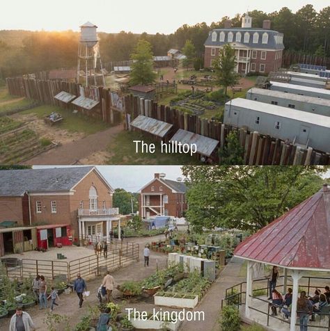 THE HILLTOP / THE KINGDOM Twd Hilltop, Hilltop Aesthetic, Bloxburg Apocalypse, Apocalypse Base, Twd Locations, Zombies Apocalypse Survival, Twd Shifting, Fallout Settlement, Apocalypse Aesthetic