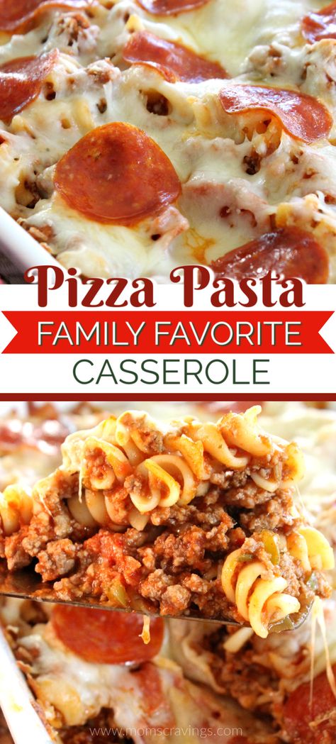 Good Dinner Recipes For Picky Eaters, Easy Pasta Meals For Two, Easy Dinner For Family With Kids, Easy Big Crowd Meals, Freezer Pizza Casserole, One Pot Pizza Pasta Bake, Healthy Pizza Pasta, Dinner Ideas With Spaghetti Sauce, Casarols Dinners