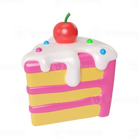 Cake Sliced 3D Illustration Icon Cake 3d Illustration, Cake Illustration, 3d Cake, Cake Slice, 3d Icons, Visual Development, Cake Art, 3d Illustration, Free Png