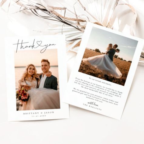 Thank You Template, Photo Thank You Cards, Custom Thank You Cards, Thank You Photos, Cadeau Photo, Thank You Card Template, Wedding Calligraphy, Photo Couple, Photo Heart