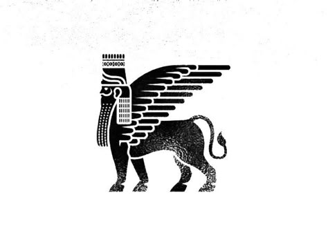 Ancient Iraqi Art, Zoroastrianism Symbols, Mesopotamian Tattoo, Zoroastrian Tattoo, Lamassu Tattoo, Iraqi Tattoo, Persian Logo Design, Tattoo Iranian, Zoroastrianism Art