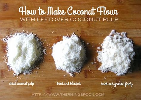 Learn how to make your own coconut flour using leftover coconut pulp from homemade coconut milk. Doing this will give you two products for the price of one. Coconut Pulp Recipes, Health Coconut Oil, Pulp Recipe, Diy Coconut, Dry Coconut, Benefits Of Coconut Oil, Purified Water, Flour Recipes, Coconut Recipes