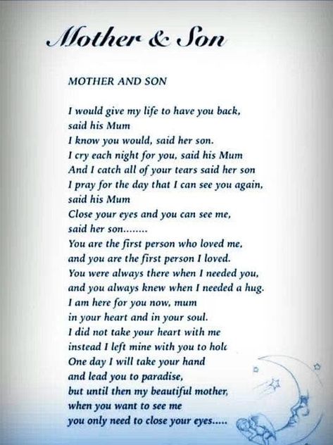 Poem For My Son, Love My Son Quotes, Mother Son Quotes, Son Poems, Son Quotes From Mom, Loss Of Son, In Loving Memory Quotes, Missing My Son, My Children Quotes