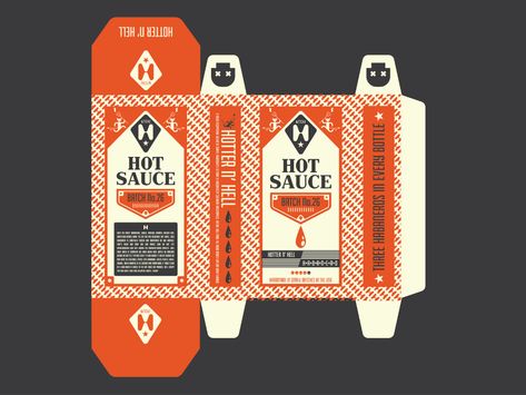 Hot Sauce Package Design by bend industries on Dribbble Sweet And Spicy Hot Sauce, Sauce Label Design Creative, Bbq Sauce Packaging Design, Spicy Packaging Design, Hot Sauce Graphic Design, Hot Sauce Label Design, Hot Sauce Packaging Design, Hot Sauce Branding, Hot Sauce Design