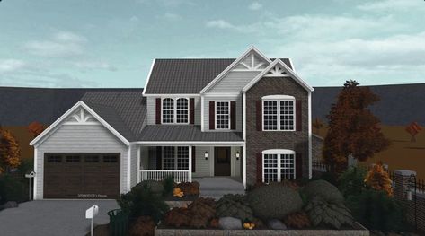 Suburban Bloxburg House Ideas, Suburban Home Layout, Small Suburban House Bloxburg, House Plans Bloxburg 2 Story, Suburban Home Bloxburg, Bloxburg Color Schemes Exterior Modern, Bloxburg House Ideas Suburban, Traditional House Bloxburg, Suburban House Bloxburg Layout