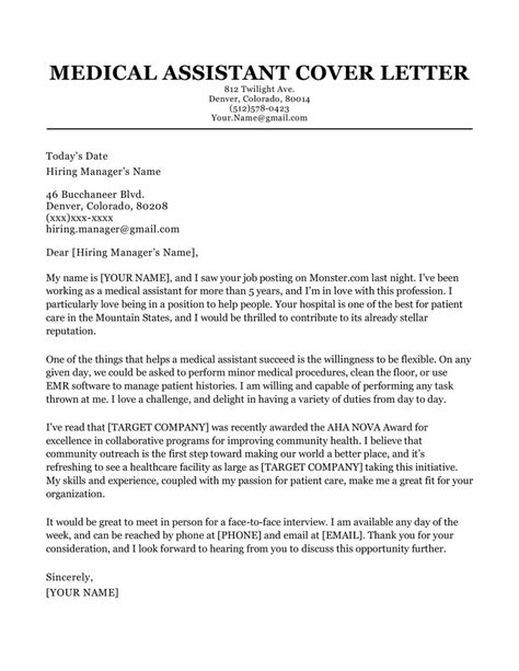 Medical Assistant Cover Letter Sample | Resume Companion Medical Assistant Resume Samples, Medical Assistant Interview Outfit, Customer Service Cover Letter, Cover Letter Layout, Resume Cover Letter Examples, Medical Assistant Resume, Medical Resume, Medical Assistant Student, Job Cover Letter