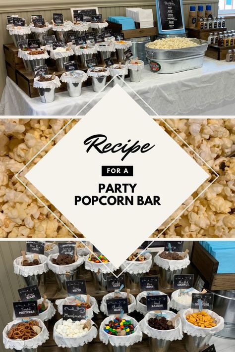 Popcorn Seasoning Ideas, Popcorn Bar Toppings, Crockpot Party Food, Wedding Popcorn Bar, Popcorn Toppings, Fall Party Food, Popcorn Wedding, Christmas Popcorn, Wedding Snacks