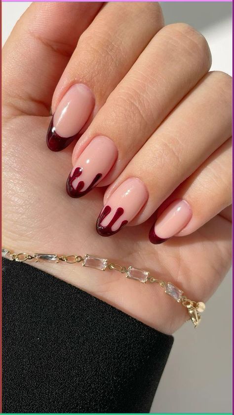 Blood Nails, Halloween Nails Easy, Simple Fall Nails, Drip Nails, Really Cute Nails, Nails Halloween, Halloween Nail Designs, Halloween Nail, Short Acrylic Nails