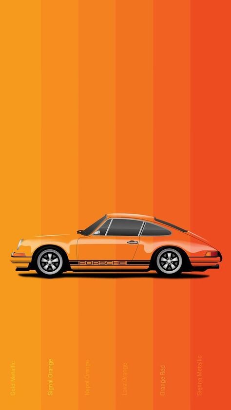 Cartoon Porsche Wallpaper, Orange Porsche Wallpaper, Cars Cartoon Wallpaper, Car Artwork Wallpaper, Emotional Rest, Orange Porsche, Porsche Poster, Car Iphone Wallpaper, Porsche Car