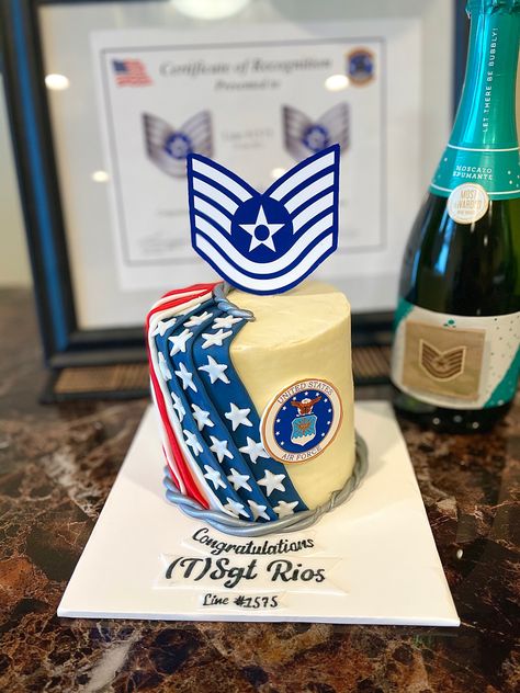 Air Force Promotion Cake, Air Force Retirement Cake, Air Force Cake, Promotion Cake, Promotion Celebration, 33 Birthday, Patriotic Cake, Graduation Party Backdrops, Retirement Cake