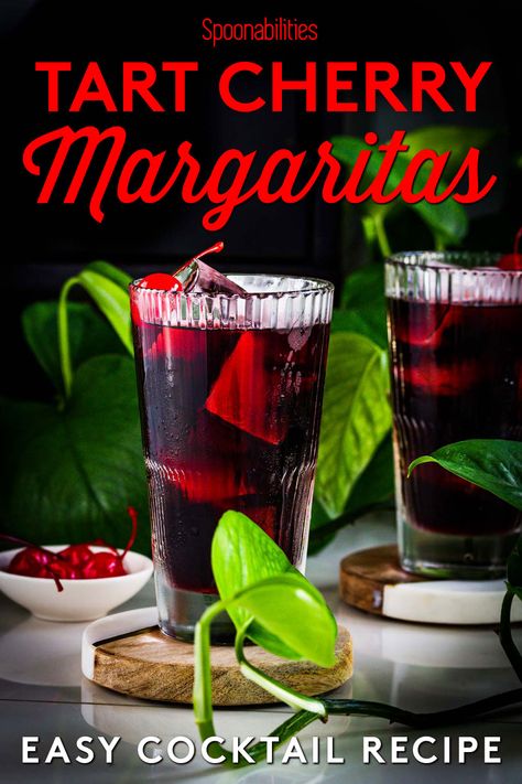 Tart cherry margaritas is an easy, refreshing summer cocktail recipe that is brightly colored and fruity made with Silver Tequila, orange liqueur, and cherry juice. Everything is fresh – no margarita mix here. You’ll also learn two different variations to keep your cherry margaritas fresh and new, and also two substitutions for grenadine if you thought you had some in your liquor cabinet and then realize you don’t. #cherrymargarita #margaritas #cherrycocktail #happyhour via @Spoonabilities Cherry Margarita, Fruity Cocktail Recipes, Black Cherry Juice, Mixology Recipes, Easy Summer Cocktails, Fruity Cocktail, Tart Cherry Juice, Cherry Cocktail, Orange Liqueur