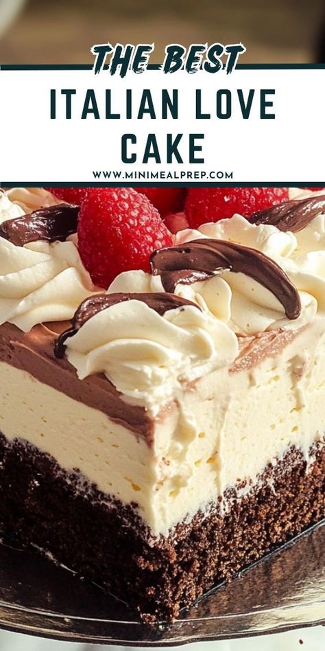 With its creamy cheesecake top and moist, chocolatey cake bottom, this Italian Love Cake is the perfect dessert to celebrate love and indulge in a rich, delicious treat. Italian Love Cake, Quick And Easy Dessert Recipes, Italian Love, Simple Cakes, Spiced Chocolate, Southern Desserts, Cake And Cupcakes, Classic Desserts, Creamy Cheesecake