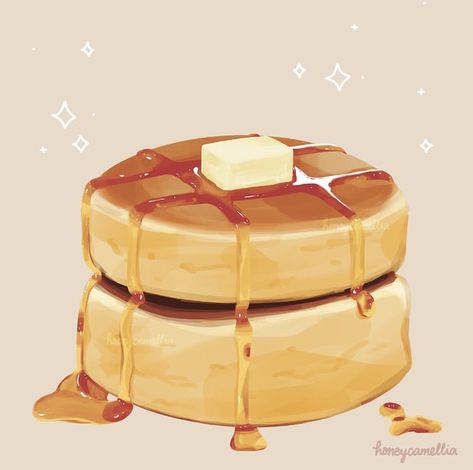 Bread Aesthetic Drawing, Food Cute Drawing, Pancakes Drawing, Fat Pancakes, Drawing Of Food, Pancakes Art, Aesthetic Food Art, Drawing Dessert, Cute Pancakes