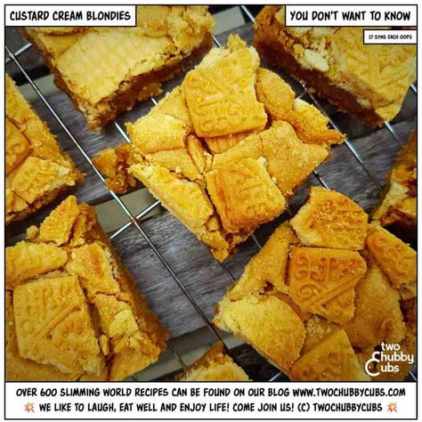 custard cream blondies Custard Cream, Custard Powder, Night Off, Taco Stuffed Shells, Bbc Good Food Recipes, Vegan Condiments, Food Magazine, World Recipes, Condensed Milk