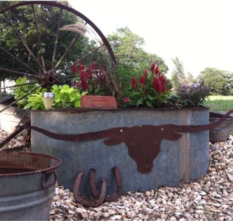 Water Trough, Cowgirl Magazine, Trough Planters, Landscaping Inspiration, Western Landscape, Stock Tank, Landscape Inspiration, Outside Decor, Landscaping Tips