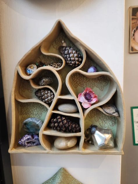 Tree Shrine. Handmade Ceramic Shrine, Wall Decor, Shelf, Curiosity Cabinet, Niche, Nature Altar. - Etsy Home Shrine Ideas, Shrines And Altars Ideas, Nature Altar, Wall Shrines, Assemblage Art Collage, Wall Decor Shelf, Sacred Heart Art, Mini Bookshelf, Shrines Art