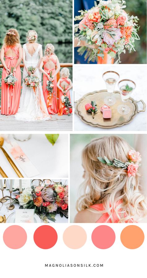 coral wedding scheme, coral wedding color, pantone color 2019 Wallpaper Fofo, Top Wedding Colors, Coral Wedding Colors, Wedding Color Schemes Summer, Spring Wedding Outfit, Pantone Wedding, Wedding Color Schemes Spring, Wedding Color Palette Summer, Spring Wedding Color Palette