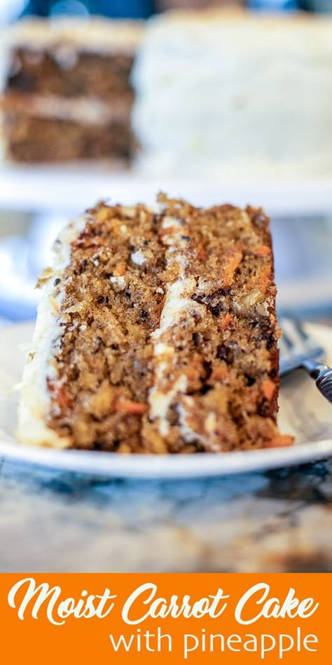 Ultra-moist and perfectly spiced Carrot Cake with Pineapple. As if that wasn't enough, I add lots of toasted shredded coconut, walnuts, and raisins, then wrap it all in a luscious cream cheese frosting. #carrotcake #carrotcakewithpineapple #hildaskitchenblog Cakes Coconut, Carrots Cake, Carrot Cake Recipe Homemade, Cakes Strawberry, Spiced Carrot Cake, Dessert Easter, Cake With Pineapple, Coconut Cakes, Carrot Cake With Pineapple