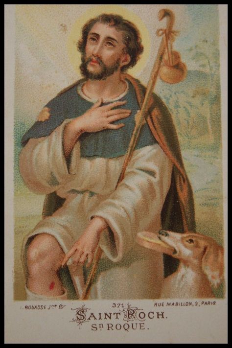 † 19TH CANIVET Holy Card - Saint Roch - Pray France Bouasse Lebel Paris #371† - $19.99 | PicClick St Roch, Friend Of God, Saint Roch, San Rocco, Pray For Us, St Francis, Old Testament, Prayer Cards, Patron Saints