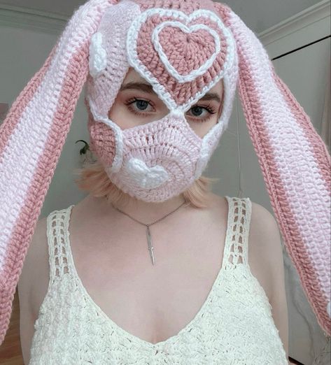 Crochet Bunny Hat, Bunny Mask, Crochet Mask, Crochet Fruit, Crochet Clothing And Accessories, Kawaii Crochet, February 8, Fun Crochet Projects, Diy Crochet Projects