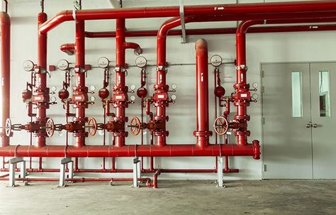 Fire sprinkler systems have been in use since 1874 and have prevented the catastrophic loss of life and property. Fire sprinkler systems include sprinkler heads that contain glycerin-based liquids. The sprinkler system identifies a fire because of rising temperatures. At temperatures between 135-165⁰F, the glycerin-based liquid inside the bulb expands breaks the glass, and the sprinkler head is activated. Sprinkler System Design, Water Sprinkler System, Fire Sprinklers, Fire Sprinkler System, Fire Control, Fire Protection System, Types Of Fire, Fire Suppression, Water Sprinkler