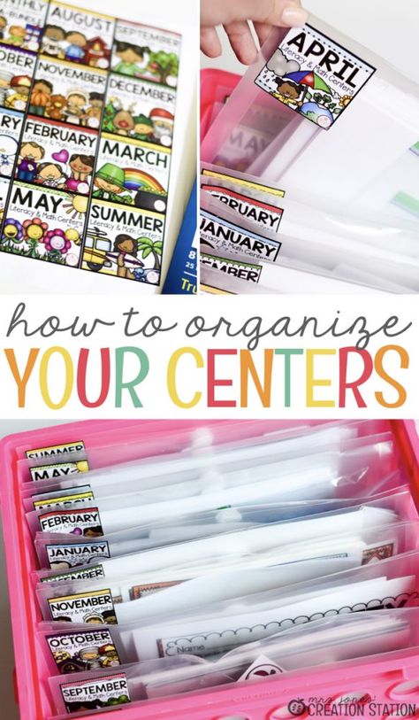 Organize your centers today! Classroom organization is important in preschool, pre-k, kindergarten, and first-grade classrooms. If you don't organize your centers, you will end up with a lot of chaos in your classroom. To keep away the chaos, use this simple system for organizing literacy and math centers. #classroomorganization #mathcenters #literacycenters #classroommanagement #freeprintable Function Outfit, Classroom Family, Preschool Organization, Kindergarten Organization, Outfit Indian, Prek Classroom, Preschool Centers, Classroom Centers, Classroom Organisation