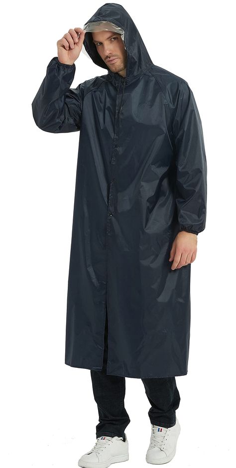 PRICES MAY VARY. Oxford Hand Wash Only Rain Coats-Material: Oxford, made of high quality windproof and snow proof thickened fabric, more durable and waterproof Full Protection:Made of PU5000MM waterproof coated high density polyester, our hooded raincoats definitely offer best protection in the heavy rain and big winds. The long sleeves, elastic cuffs, snaps closure and big drawstring hood design will keep your arms, head, and neck dry. Safe Reflective Tape:There are reflective tapes at back of Lean To Shelter, Mens Poncho, Waterproof Poncho, Hood Design, Mall Stores, Mens Raincoat, Farm Clothes, Rain Suit, Waterproof Rain Jacket