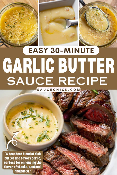 Garlic butter sauce recipe Pappasito's Garlic Butter, Garlic Butter Dipping Sauce For Steak, Rue Sauce, Garlic Steak Sauce, Cheese Sauce For Steak, Garlic Butter Sauce Recipe, Buttery Garlic Sauce, Garlic Butter Pasta, Pasta Seafood