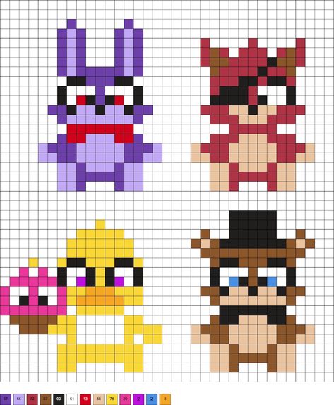 Fnaf Perler Beads, How To Pixel Art, Fnaf Crafts, Art Spiderman, Graph Paper Drawings, Easy Pixel Art, Pixel Art Templates, Art Templates, 8bit Art