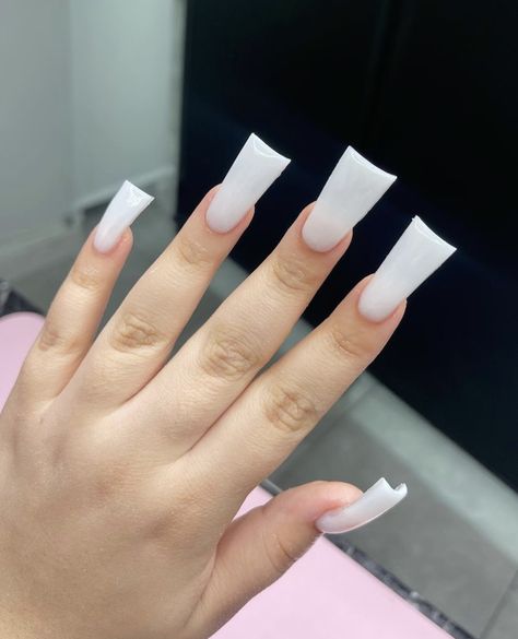 Long Duck Nails French Tip, Ombre Duck Nails, Plain Duck Nails, White Duck Nails, Duck Tip Nails, 2024 Nails, Long Acrylic Nail Designs, Duck Nails, Pedicure Set