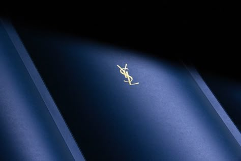 Yves Saint Laurent branding by Studio Marianne Guely 05 Dark Blue Packaging, Navy Blue Branding, Navy Branding, Royal Blue Branding, Blue Gold Branding, Luxury Blue Branding, Indigo Branding, Blue Branding, Luxury Color Palette Branding Blue