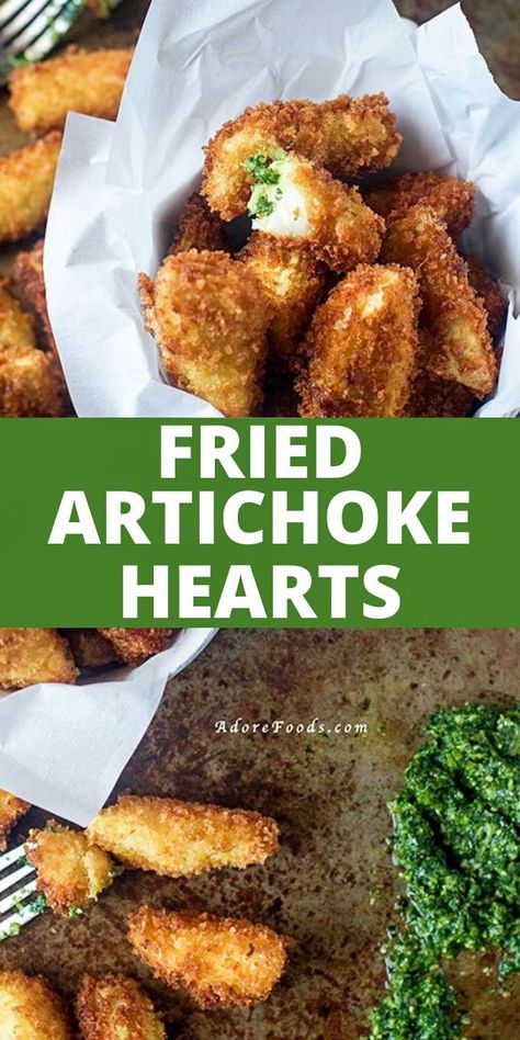 Crispy fried artichoke hearts recipe #artichoke #friedartichokehearts #appetizer #fingerfood #deepfried Fried Artichoke Hearts Recipes, Recipe Artichoke, Artichoke Hearts Recipe, Fried Artichoke Hearts, Fried Artichokes, Artichoke Heart Recipes, Thanksgiving Tips, Homemade Salsa Verde, Easy Homemade Salsa