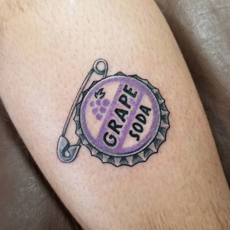 Jessica Channer 🍰 on Instagram: “Grape Soda pin from UP! 🎈 #tattoo #tattoos #tattoosofinstagram #inkstagram #torontoartist #torontotattoo #torontotattooartist #up #pixarup…” Up Themed Tattoo, Movie Up Tattoo, Up Inspired Tattoo, Small Up Tattoos Disney, Disney Snack Tattoo, Up Tattoos Disney, Movie Up Tattoo Ideas, Pixar Up Tattoo Ideas, Disney Up Tattoo Ideas