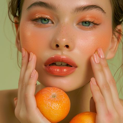 🍊 Introducing OJ Blush: Your Ticket to Tangerine Dreams!   Dive into a world of warmth with "OJ" Blush. This vibrant tangerine hue adds a burst of energy to your makeup routine, leaving you with a radiant glow.   With its warm orange undertones, OJ Blush is the perfect pick-me-up for any look. Generously apply to the apples of your cheeks, blend out over a larger area, add subtle touches to eyelids, nose, chin & forehead for a gorgeous all-over glow.  #GorgeousCosmetics #CheekBlush #OrangeBlush Orange Fruit Makeup Looks, Orange Natural Makeup, Orange Blossom Makeup Look, Orange Fruit Makeup, Sun Burnt Makeup Look, Orange Blush Makeup Looks, Orange Blossom Makeup, Spring Warm Makeup, Soft Orange Makeup