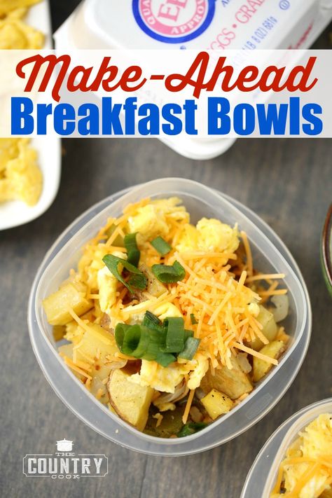 Make-Ahead Breakfast Bowls by The Country Cook Make Ahead Breakfast Bowls, Breakfast Bowls Recipe, Healthy Breakfast Bowls, Uc Davis, Country Cook, The Country Cook, Breakfast Bowl, Country Cooking, Breakfast On The Go