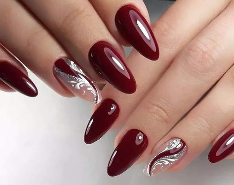 Maroon And White Nails Design, Nails Maroon, Maroon Nail Designs, Maroon Nail, Burgundy Acrylic Nails, Burgundy Nail Designs, Maroon Nails, Manicure Nail Designs, Matte Nail