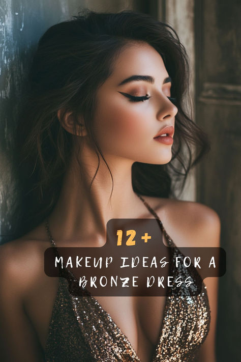 Shine brighter in your bronze dress with these 12 stunning makeup ideas! From bronze eyeshadow to bold lips, these looks are perfect for any occasion. Click now to see them all! 💄✨👗 #MakeupForBronzeDress #GlamMakeup #BronzeBeauty #MakeupInspo #ElegantLooks #BeautyGoals #FlawlessStyle Eye Makeup For Bronze Dress, Makeup With Sequin Dress, Makeup For Bronze Dress, Makeup For Sequin Dress, Makeup For Brown Dress, Bronze Eyeshadow Looks, Plum Eyeliner, Crimson Lipstick, Bronze Eye Makeup