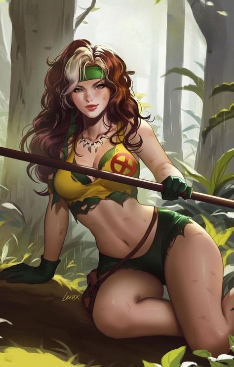 Savage Land Rogue by Lesley Leirix Li Rogue Comics, Xman Marvel, Marvel Rogue, Rogue Gambit, X-men, Marvel Heroines, Professor X, Rise From The Ashes, Comics Artist