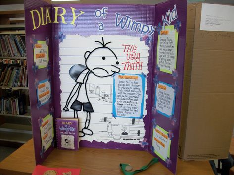 Storyboard Ideas For School, School Book Project Ideas, Science Projects Boards, Book Report Poster Ideas, Book Project Ideas High School, Tri Fold Poster, Reading Fair, Book Report Projects, Wimpy Kid Books