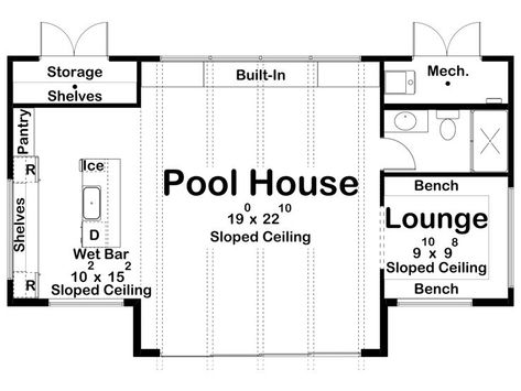 Pool House Designs Layout, Pool House Floor Plans, Garage Pool House, Pool House Cabana, Pool Guest House, Modern Pool House, Guest House Plans, Gazebo On Deck, Modern Pool