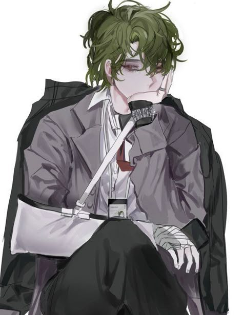 Hot Gyutaro Fanart, Green Haired Character Art, Oc With Green Hair, Mha Aoyama, Hagakure Mha, Green Oc, Anime Green Hair, Green Hair Girl, Dark Green Hair