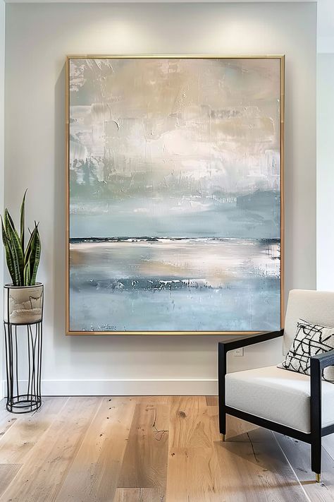 Original handmade oil painting of serene seascape with misty beach, soft blue and beige tones Seascapes Art, Handmade Oil, Contemporary Wall Art, Coastal Wall Art, Unique Wall Art, Modern Wall Decor, Minimalist Wall Art, Modern Wall Art, Printable Wall Art