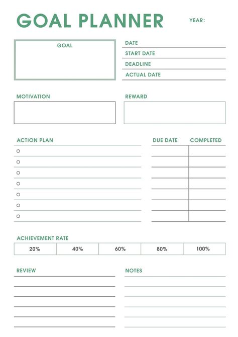 Yearly Goal Planner, Life Plan Template, Goal Planner Free, Fitness Planner Free, Daily Work Planner, Weekly Planner Free Printable, Good Work Ethic, Goal Planner Printable, Weekly Planner Free