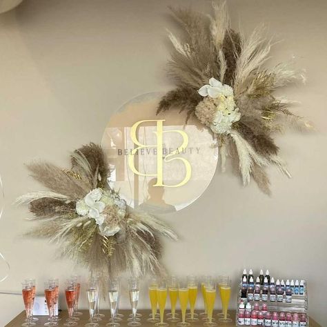 Faux Flower Wall, Salon Signage, Pampas Wall, Dried Flower Wall, Pink Cake Toppers, Floristry Design, Hair Salon Interior, Salon Suites Decor, Wall Feature