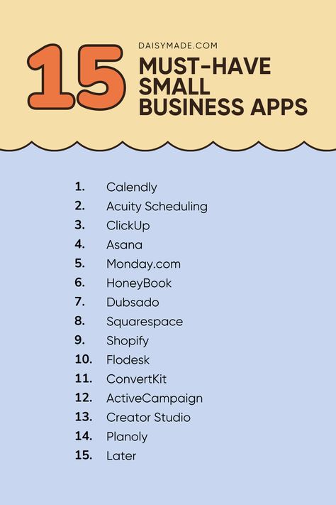 Small business apps and tools to help you run your business. Best apps for scheduling, content creating and email marketing. We hope this list of small business owner apps helps you get more productive in your business than ever. Best Email For Small Business, Best Apps For Business Owners, Business Apps You Need, Apps For Scheduling, Apps For Small Business Owners, Apps For Small Business, Small Business Hacks, Small Business Plan Ideas, Marketing Ideas For Small Business